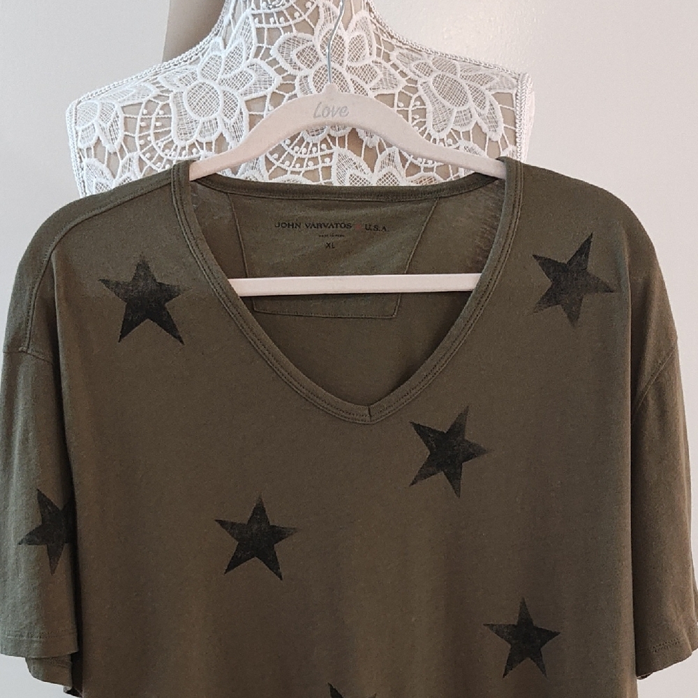 John Varvatos Khaki Star Print Women's Tee